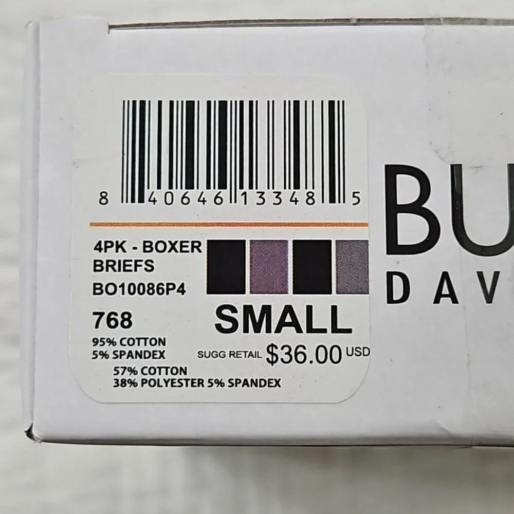 Buffalo David Bitton 4-Pack Boxer Briefs Men's‎ S (28-30) Grey Black NIB Stretch